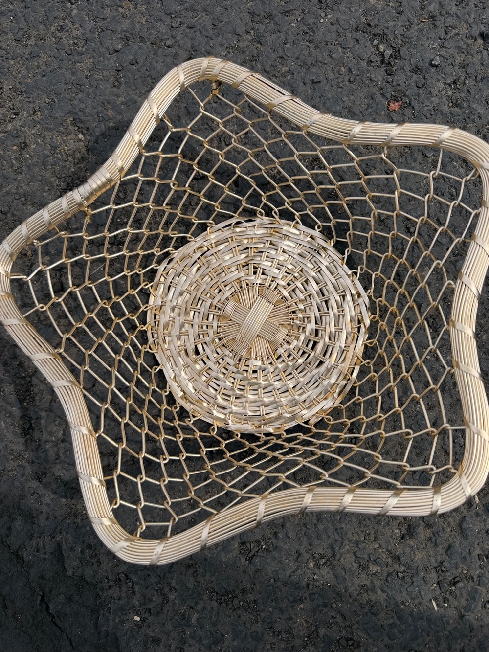 Handwoven Decorative aluminum Basket - Natural Cream